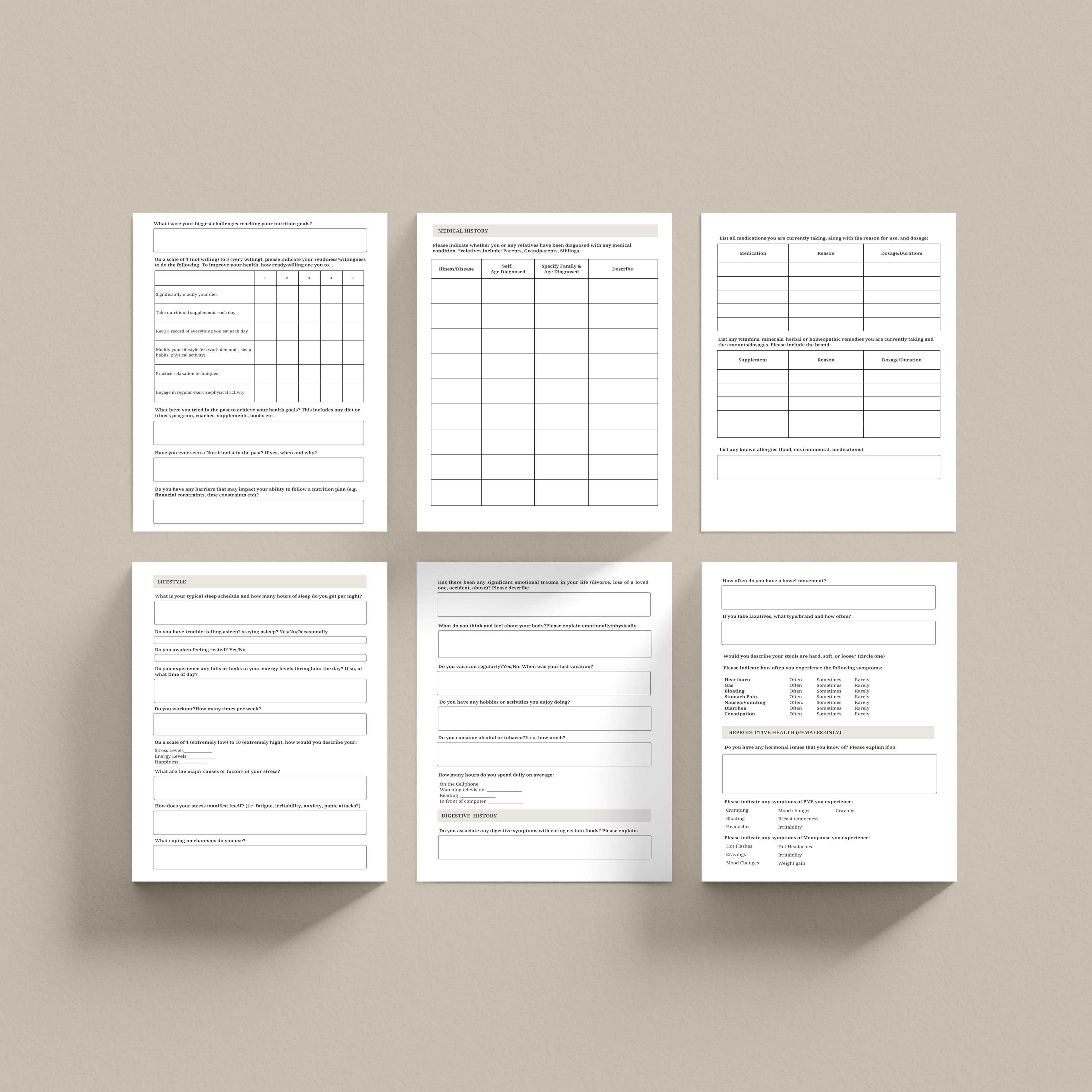 Nutrition Client Intake Form Bundle - Thrive Nutrition Studio
