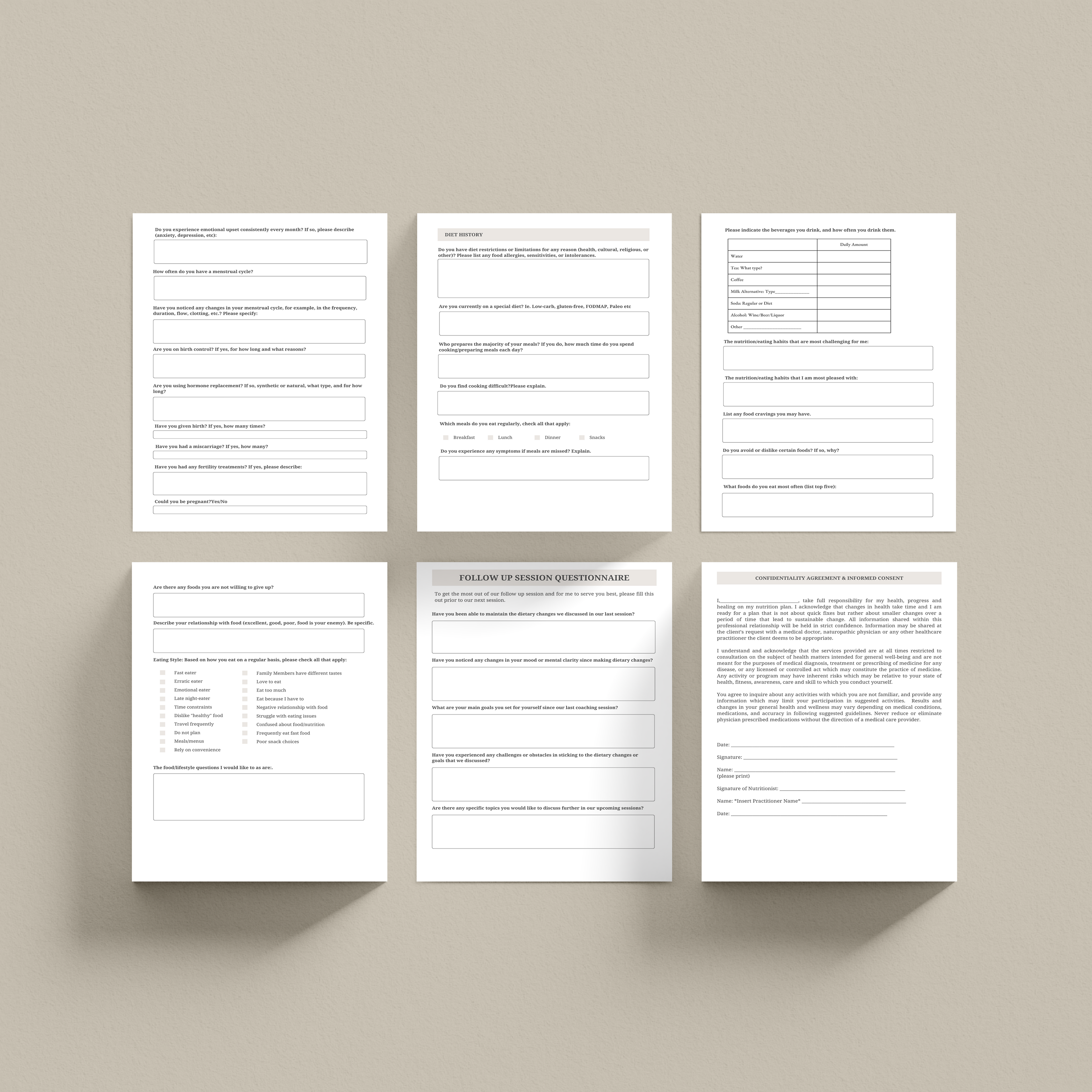 Nutrition Client Intake Form Bundle - Thrive Nutrition Studio