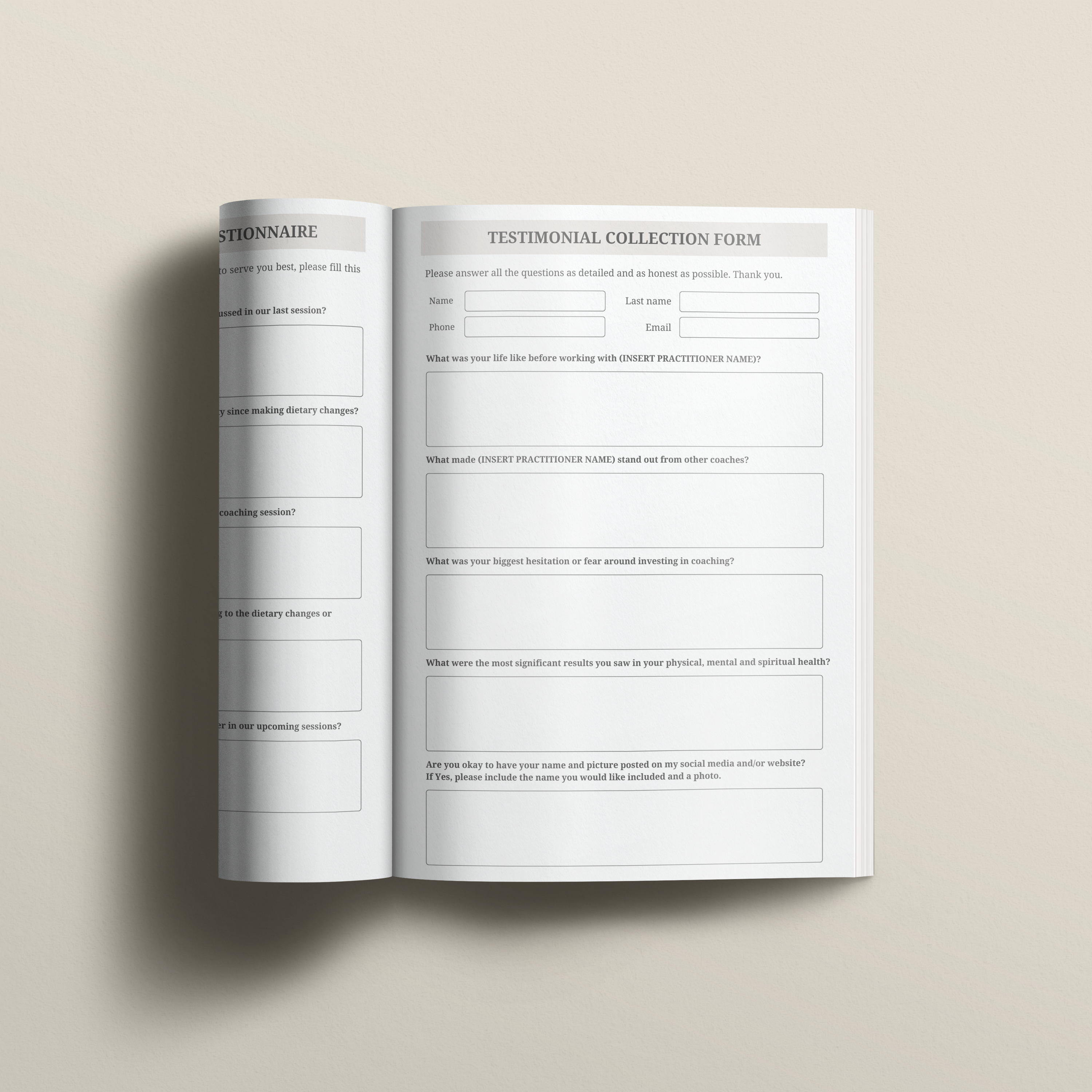 Nutrition Client Intake Form Bundle