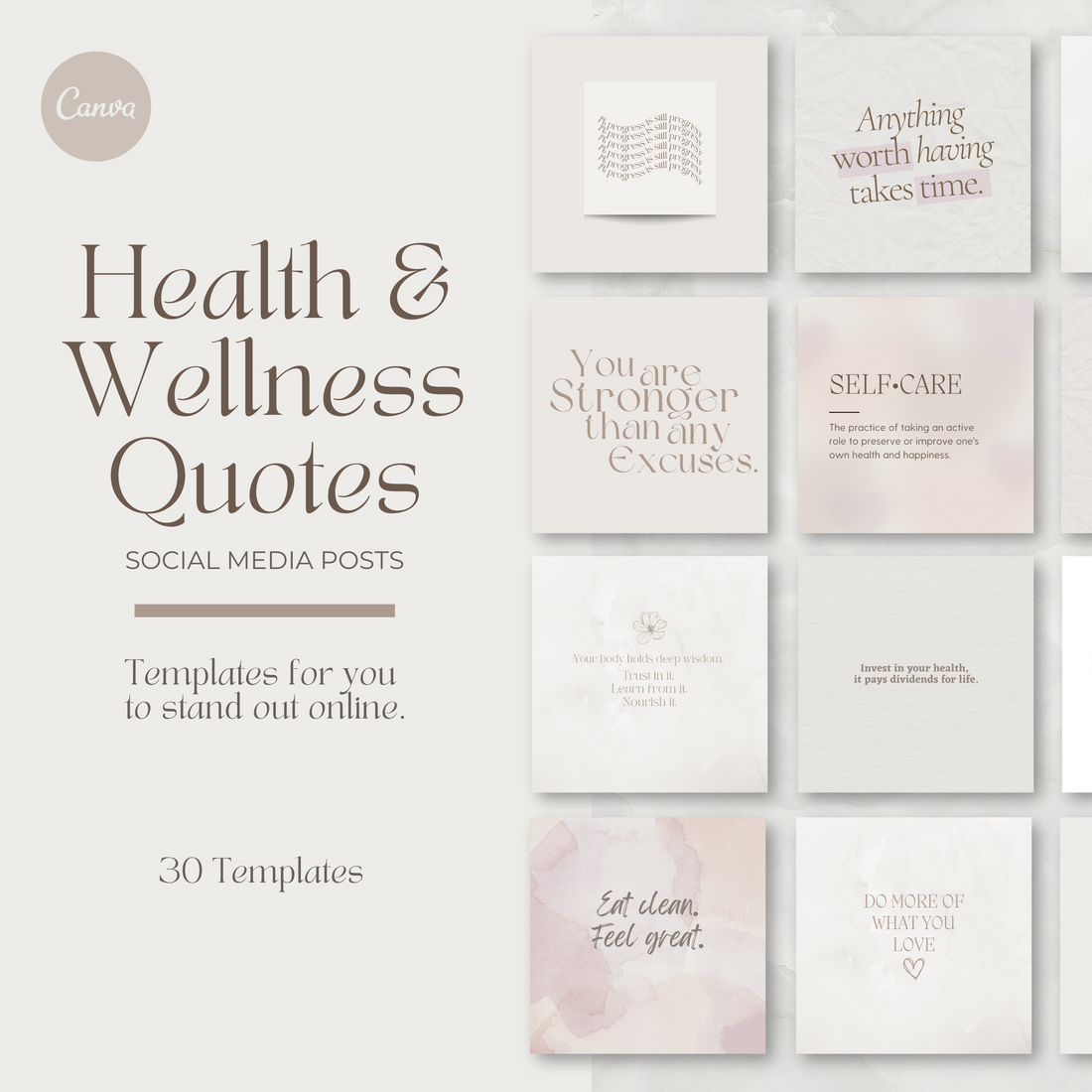 Health &amp; Wellness Quotes Instagram Post Templates