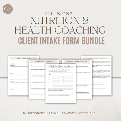 Nutrition Client Intake Form Bundle