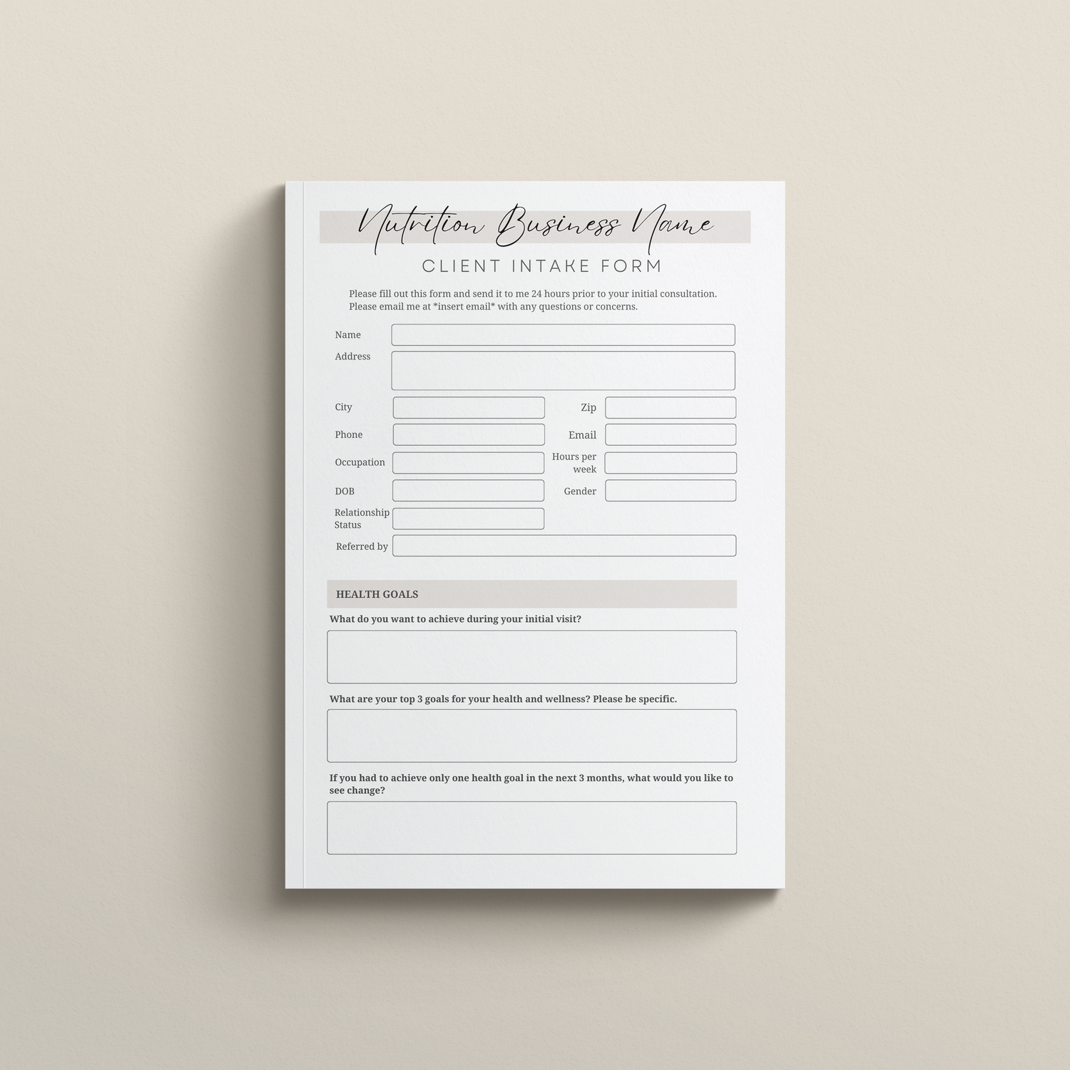 Nutrition Client Intake Form Bundle