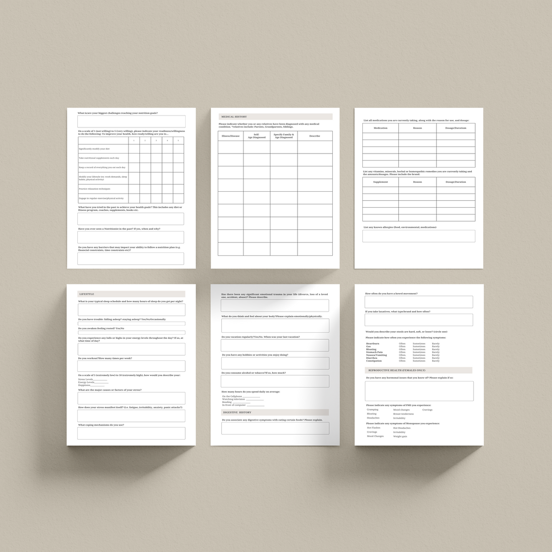 Nutrition Client Intake Form Bundle - Thrive Nutrition Studio