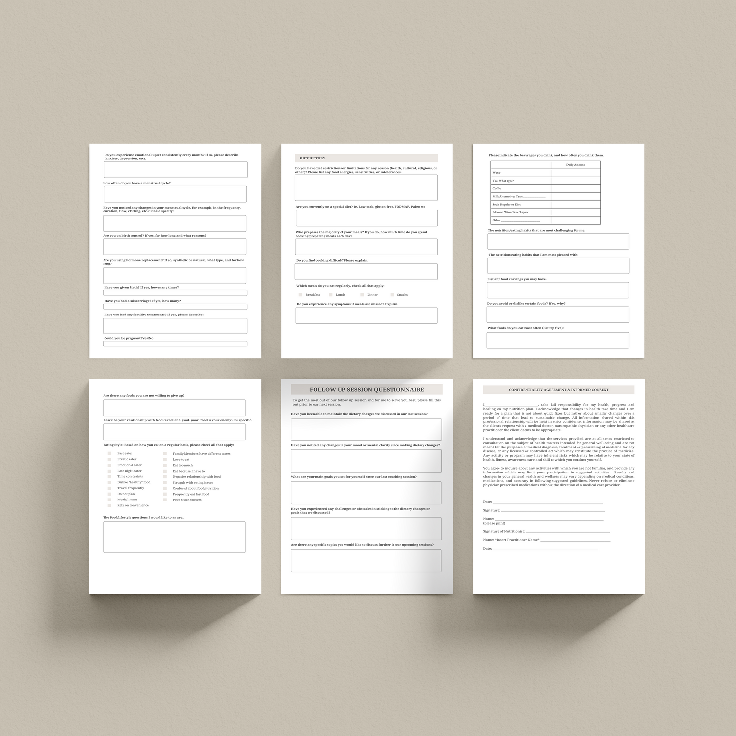 Nutrition Client Intake Form Bundle