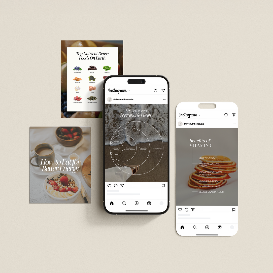 Complete Nutrition &amp; Health Coach Instagram Post Bundle - Thrive Nutrition Studio