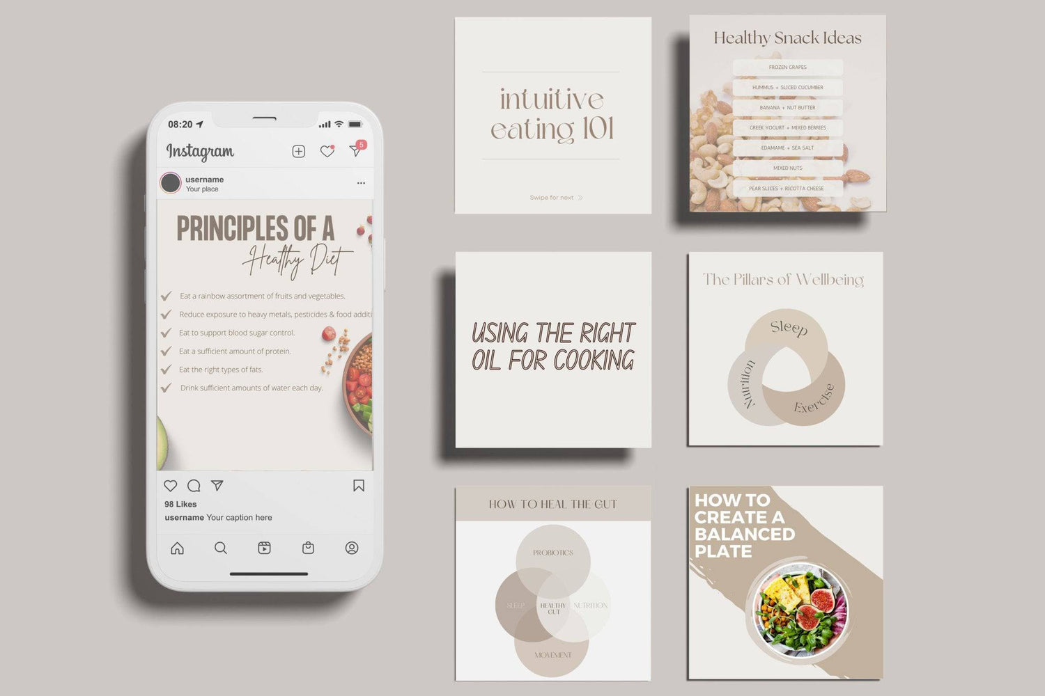 Nutrition, Wellness and Health Coach Instagram Post Bundle