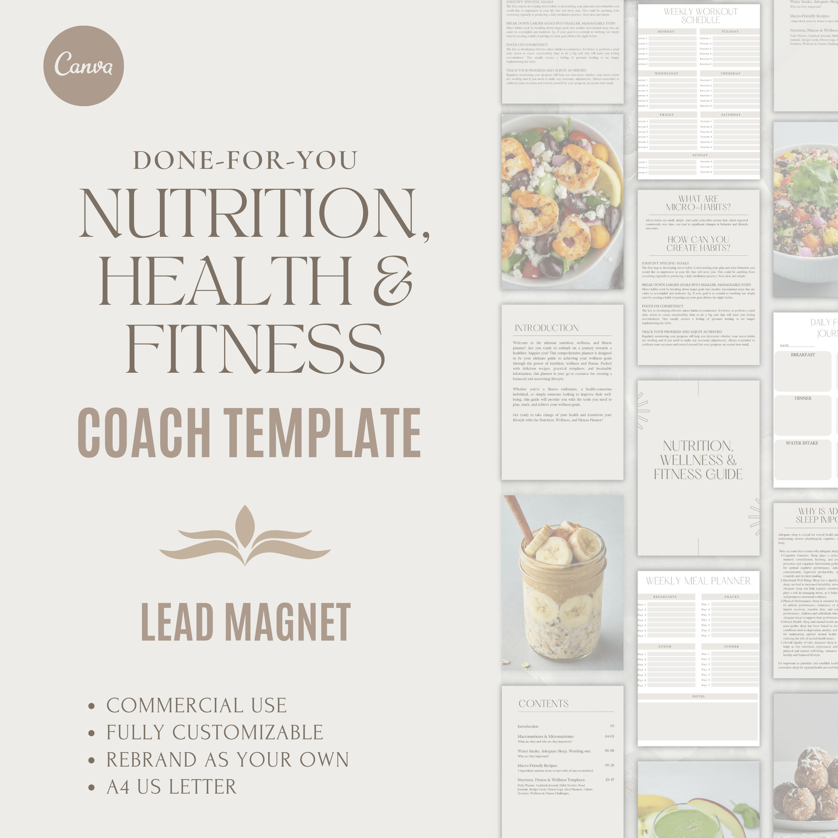 Nutrition, Fitness &amp; Health Coach Customizable Guide | Lead Magnet