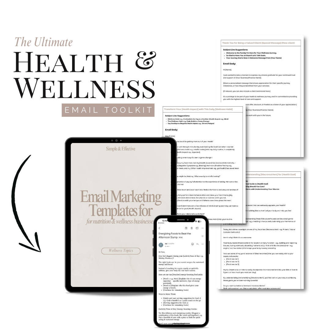 Nutrition & Wellness Business Email Marketing Template Bundle - Thrive Nutrition Studio