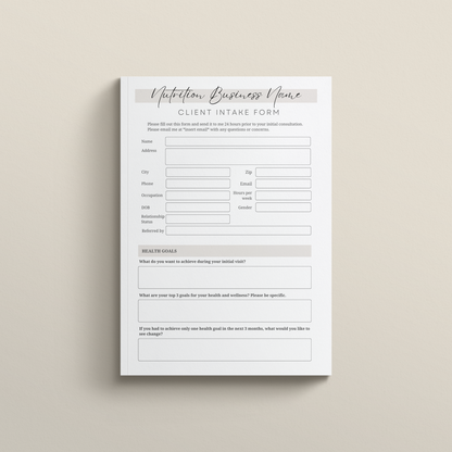 Nutrition Client Intake Form Bundle - Thrive Nutrition Studio