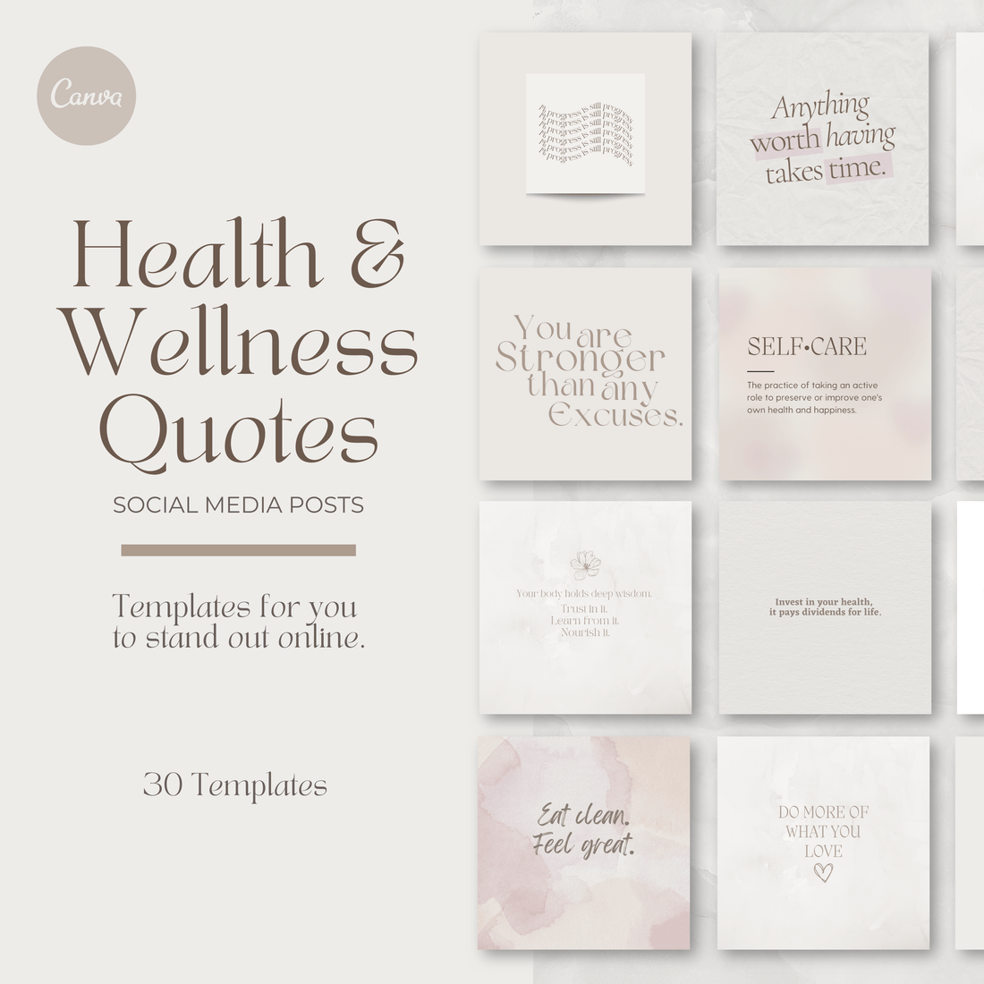 Health &amp; Wellness Quotes Instagram Post Templates